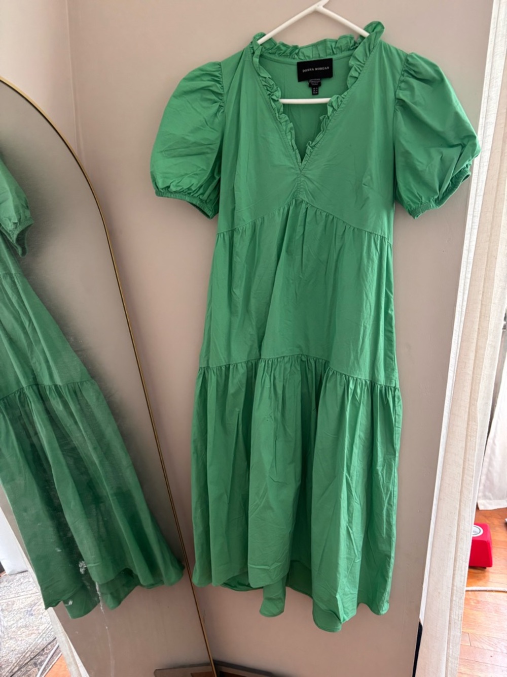 Donna Morgan Green Ruffle V-Neck Maxi Dress - Picture 3 of 6